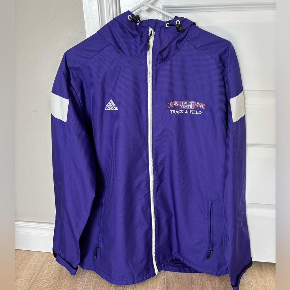 Size L Northwestern State University Track & Field Jacket Purple Adidas